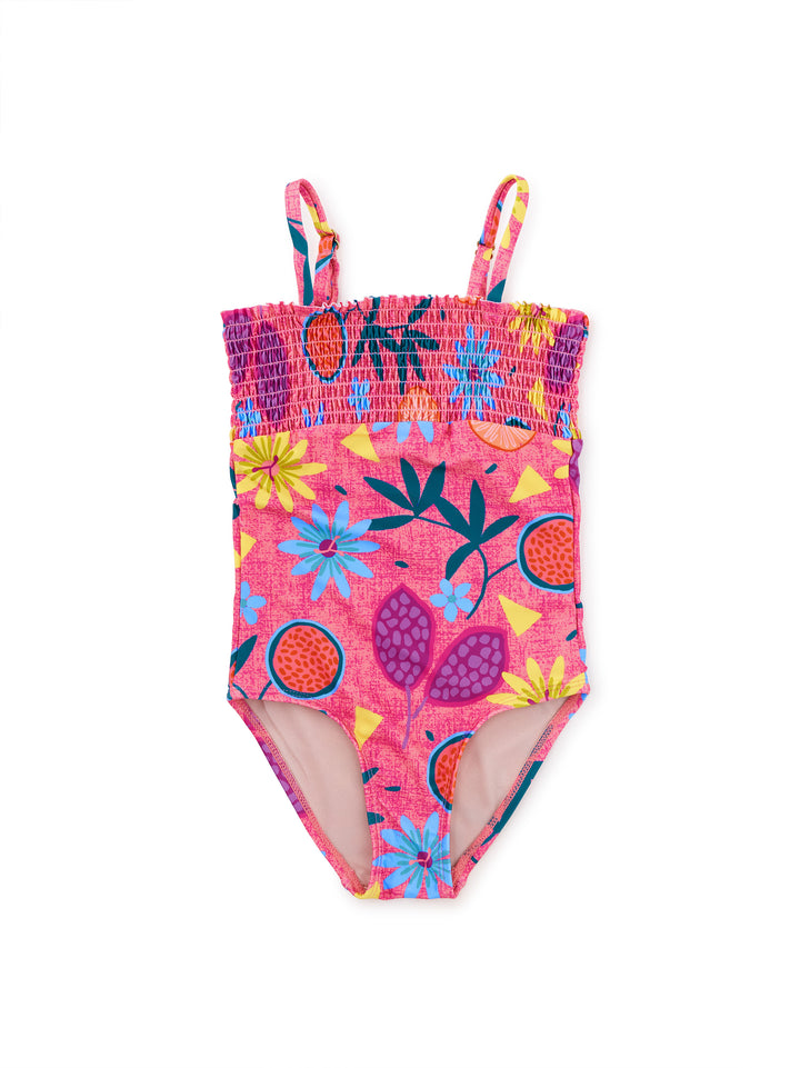 Tea Collection Smocked One-Piece Swimsuit - Fruit Floral Wax