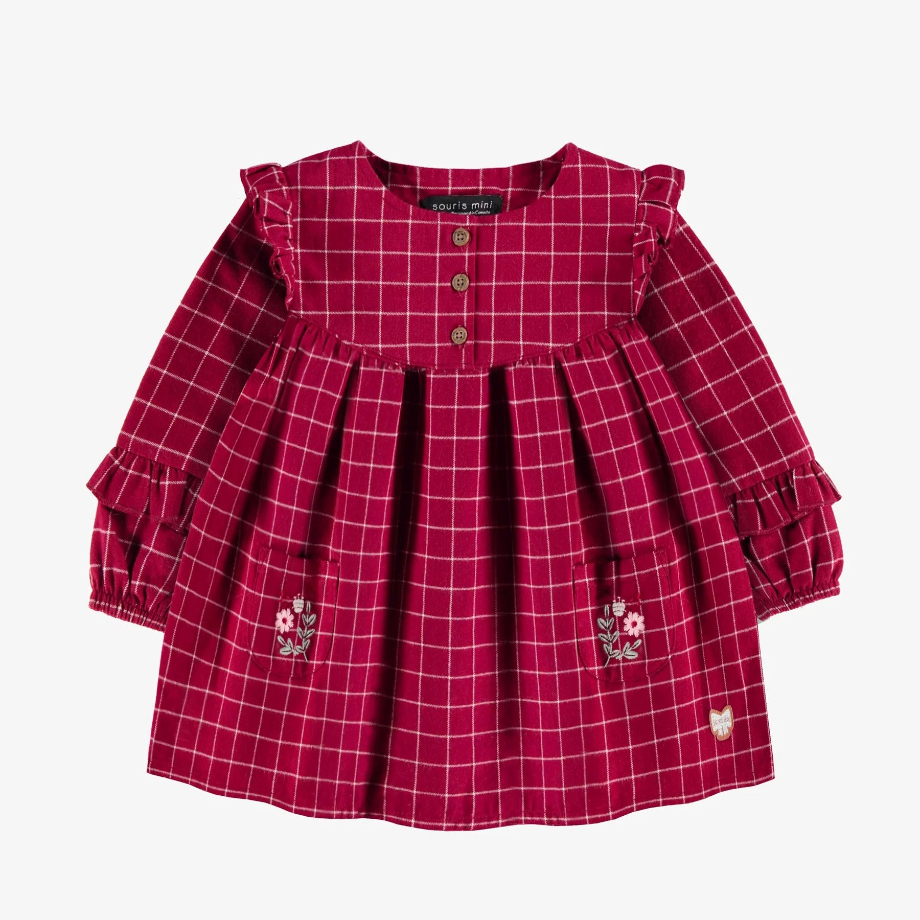 Souris Mini Brushed Flannel Red Plaid Dress  Hopscotch Kids