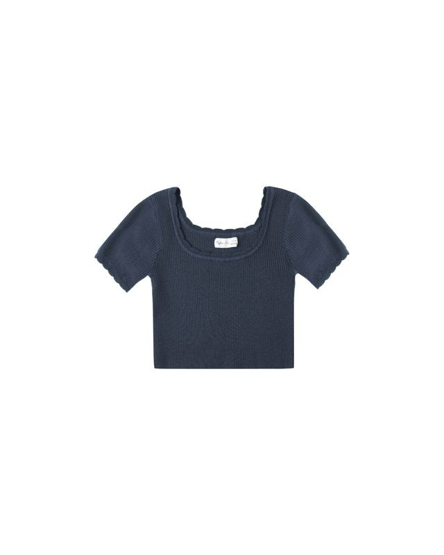 Rylee + Cru Scallop Tee in Natural