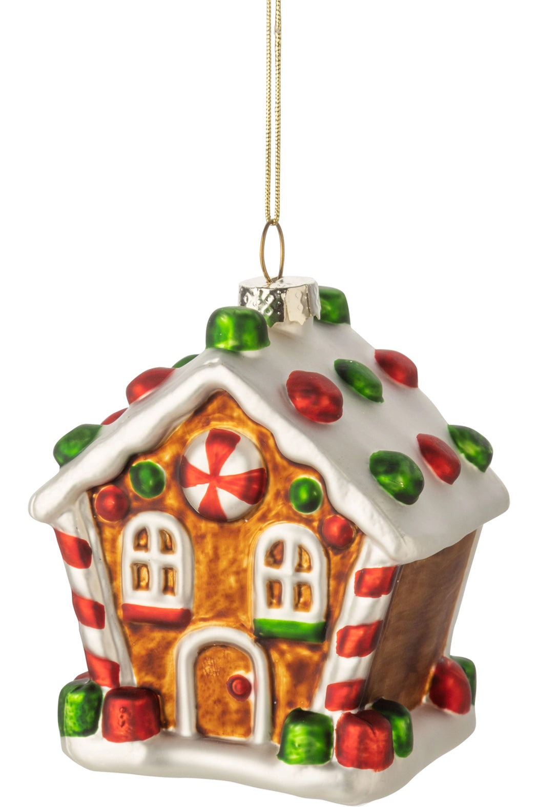 Silver Tree Holiday Glass Gingerbread House Vintage Ornament