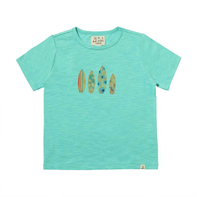 Me & Henry Falmouth Printed Tee - Blue Surfboards