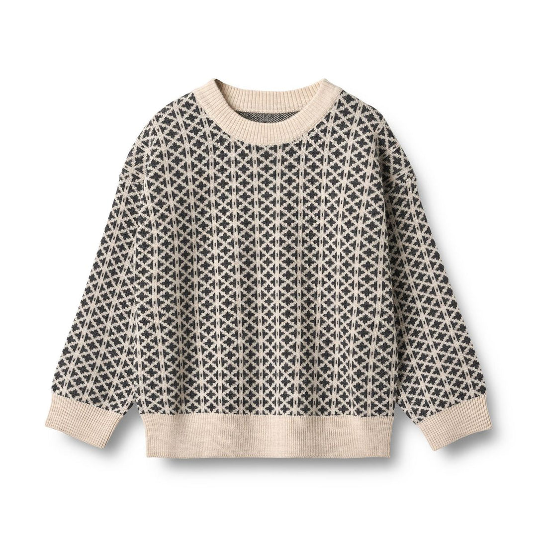 Wheat Elias Jaquard Sweater - Warm Sand Melange