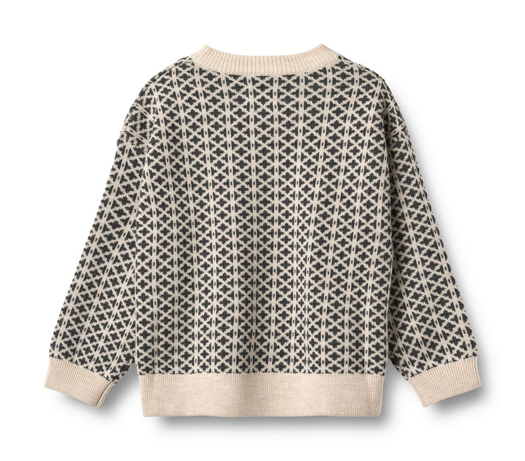 Wheat Elias Jaquard Sweater - Warm Sand Melange