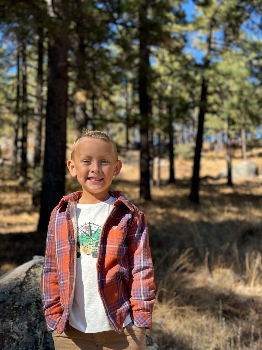 Me & Henry Adventurer Sherpa Lined Shirt - Orange Blue Plaid