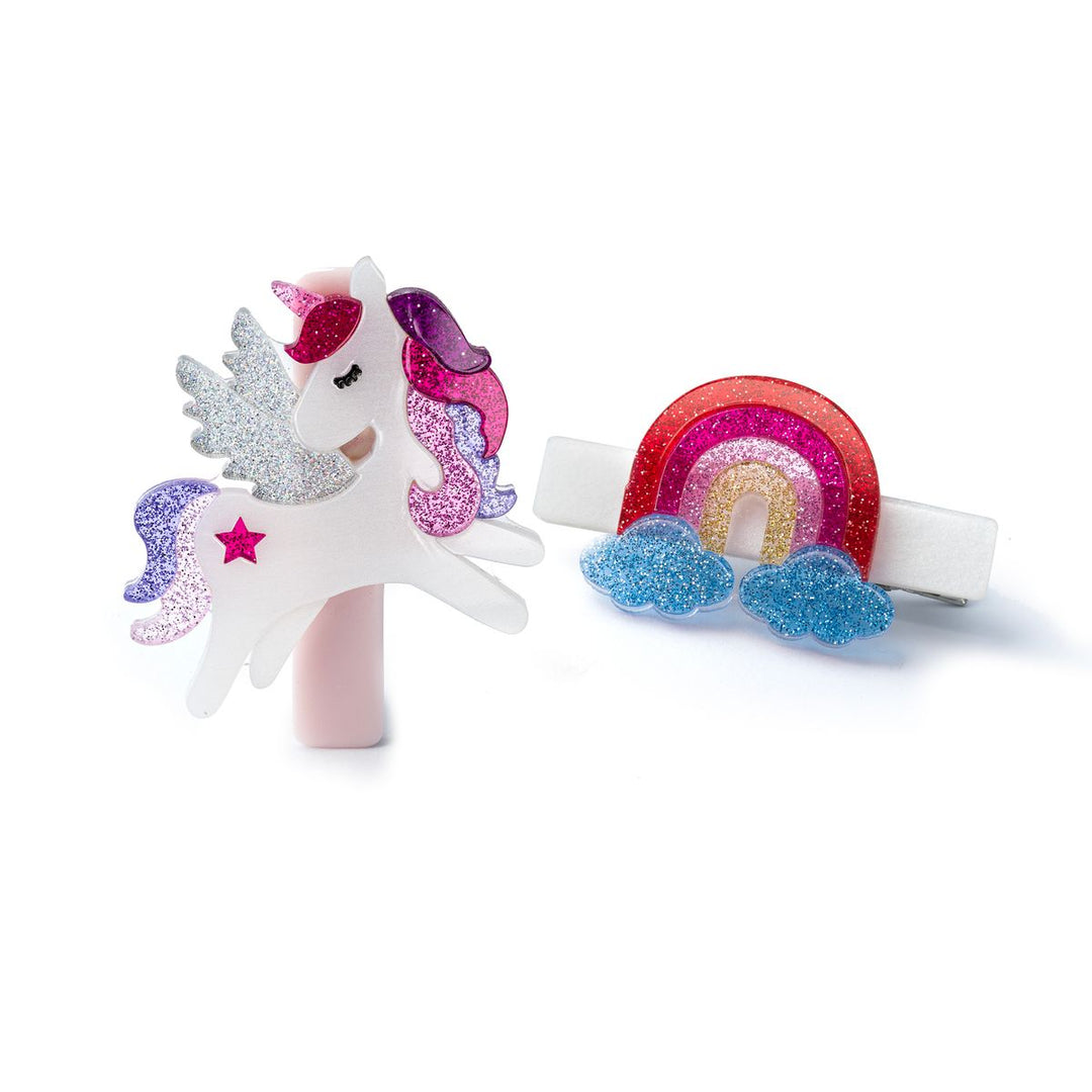 Lilies & Roses Unicorn and Rainbow Glitter Hair Clips
