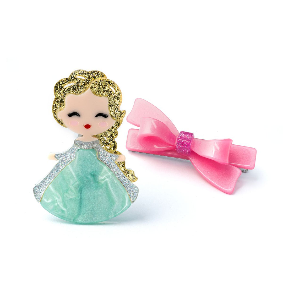 Lilies & Roses Cute Doll Gold Hair with Bow Hair Clips