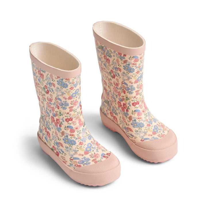 Wheat Rubber Boot Muddy - Flowers And Seashells