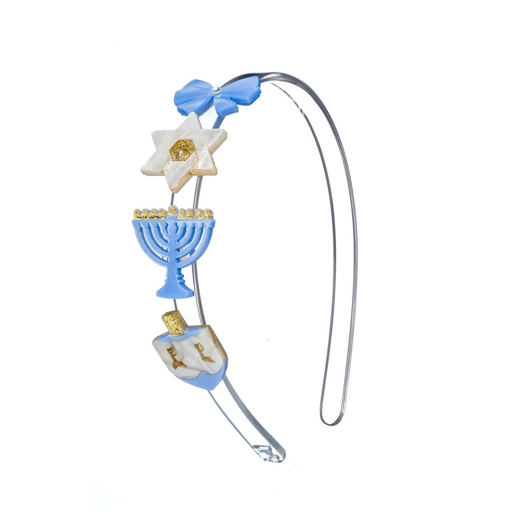 Lilies & Roses Star Menorah Dreidel Blue Headband
