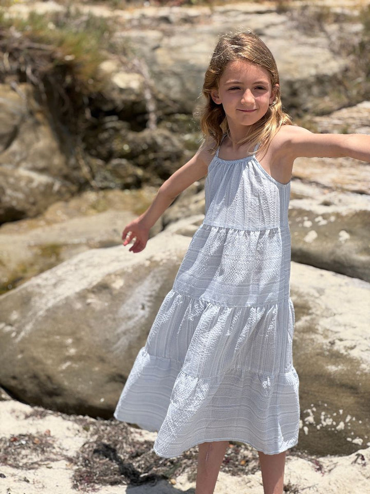 Vignette Sage Dress - Blue Stripe