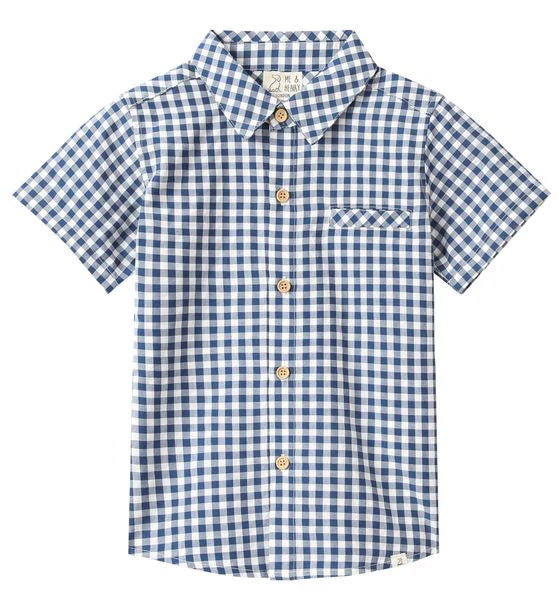 Me & Henry Newport Woven Shirt - Navy/White Plaid