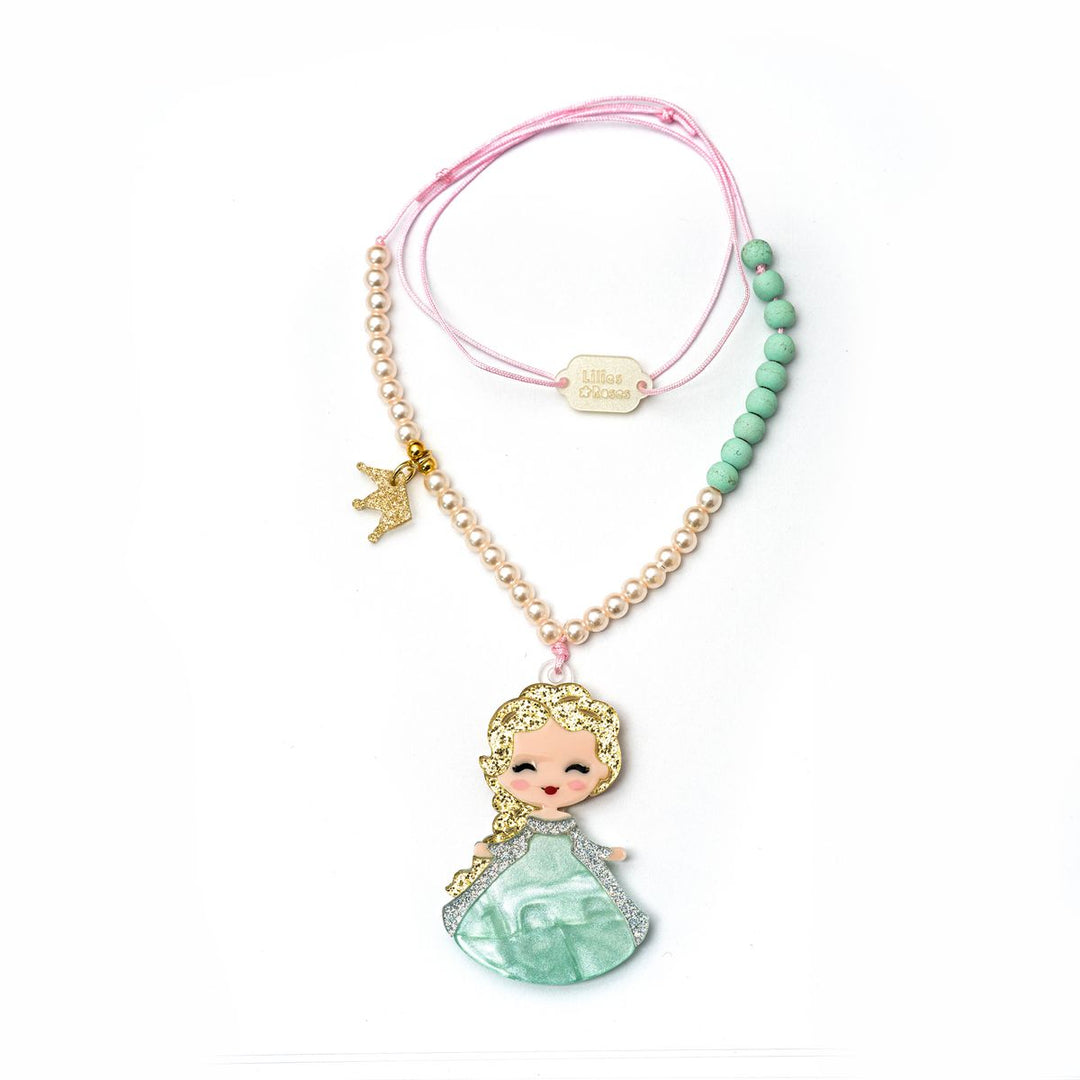 Lilies & Roses Cute Doll Light Green Dress Necklace