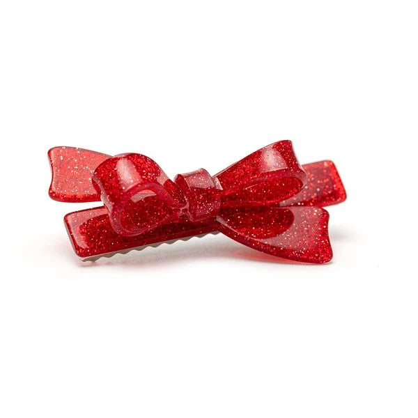 Lilies & Roses Bow knot Hair Clip - Glitter Red