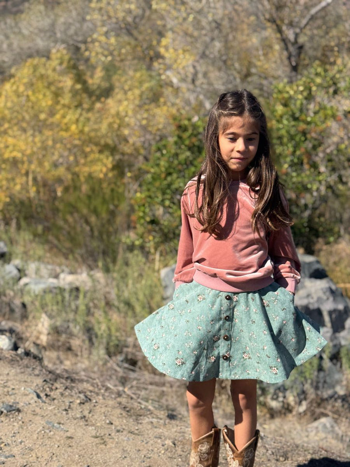 Vignette Cara Skort - Dusty Teal Floral