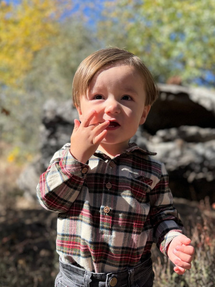Me & Henry Jasper Woven Onesie