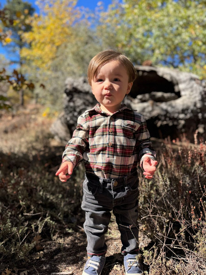 Me & Henry Jasper Woven Onesie