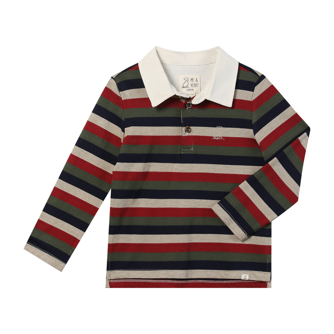Me & Henry Scrum Rugby Shirt - Burgundy Multi Stripe
