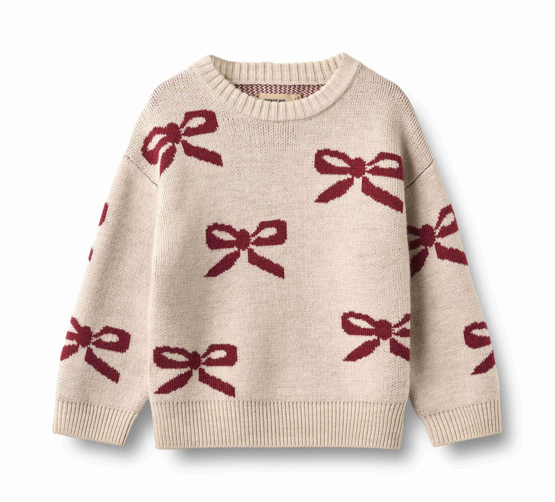 Wheat Jacquard Pullover Bow
