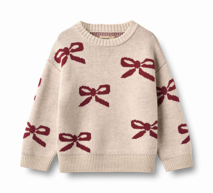 Wheat Jacquard Pullover Bow