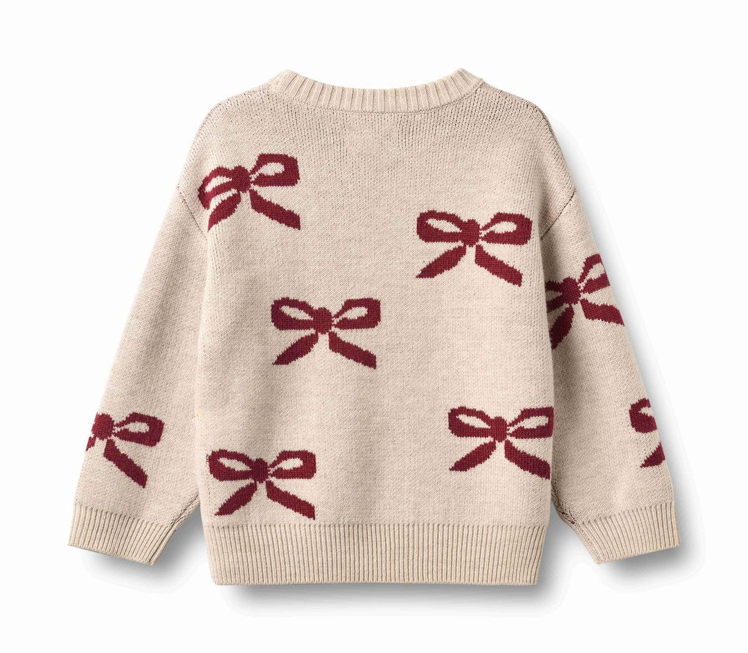 Wheat Jacquard Pullover Bow