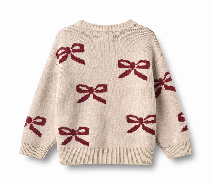 Wheat Jacquard Pullover Bow
