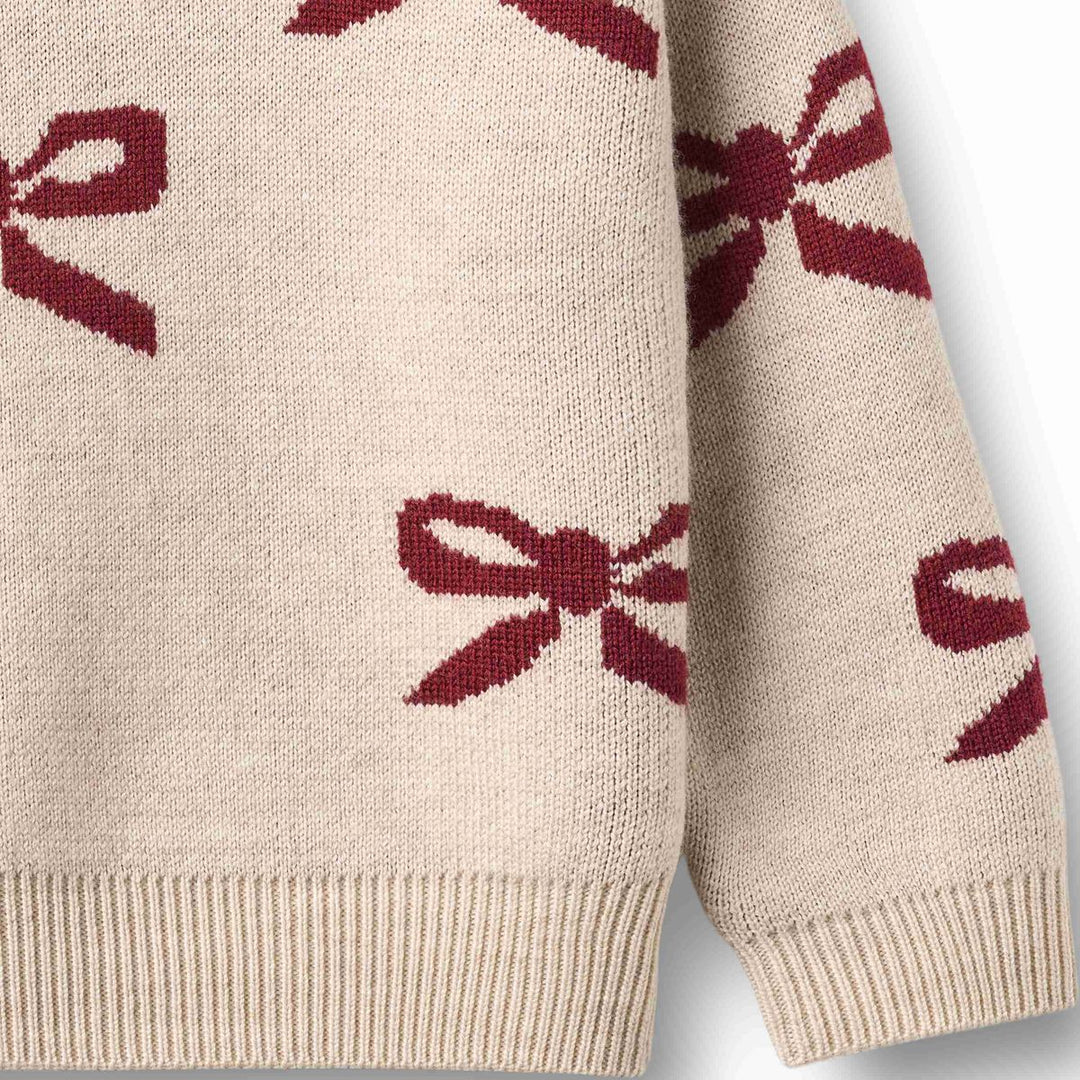 Wheat Jacquard Pullover Bow