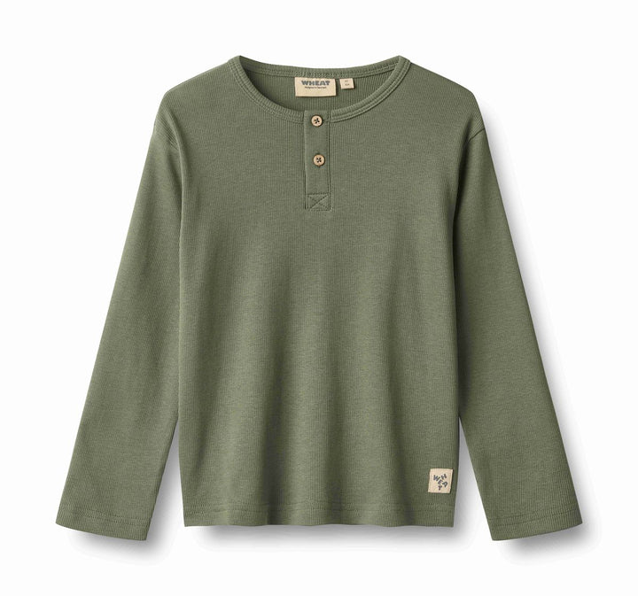 Wheat Morris Long Sleeve Henley Tee - Thyme