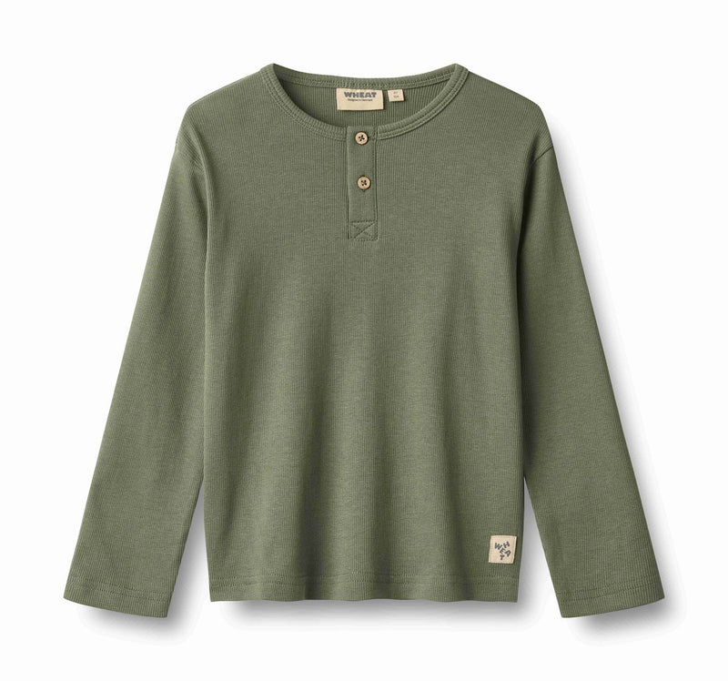 Wheat Morris Long Sleeve Henley Tee - Thyme