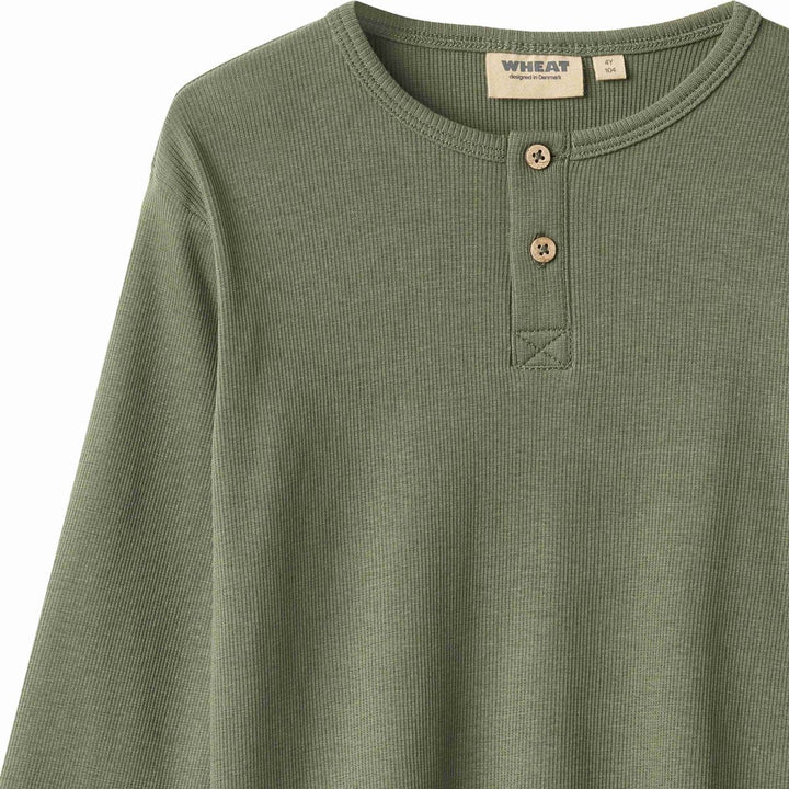 Wheat Morris Long Sleeve Henley Tee - Thyme
