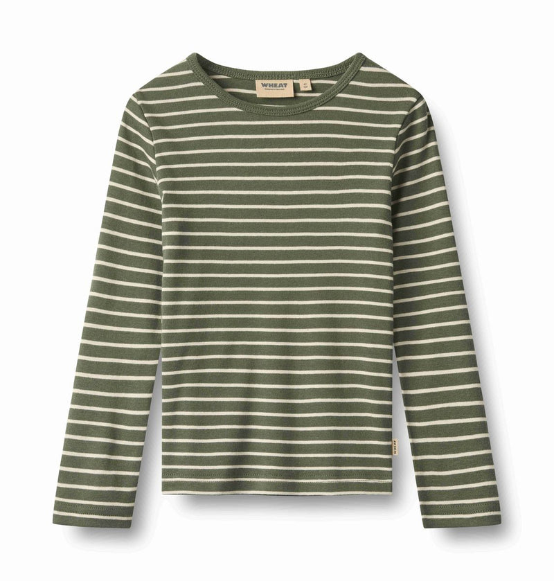 Wheat Stig T-Shirt - Dark Green Stripe