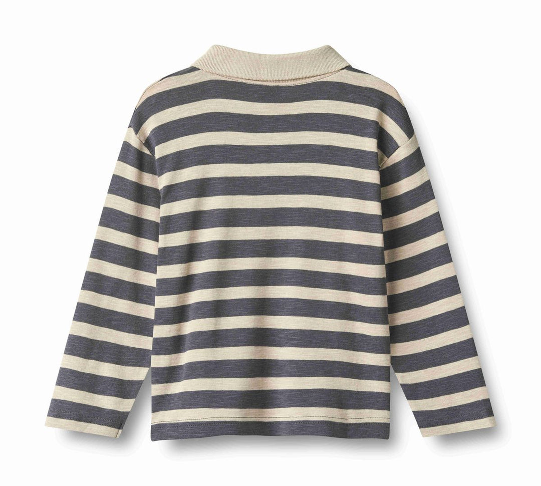 Wheat Polo Shirt Fred - Grey Blue Stripe