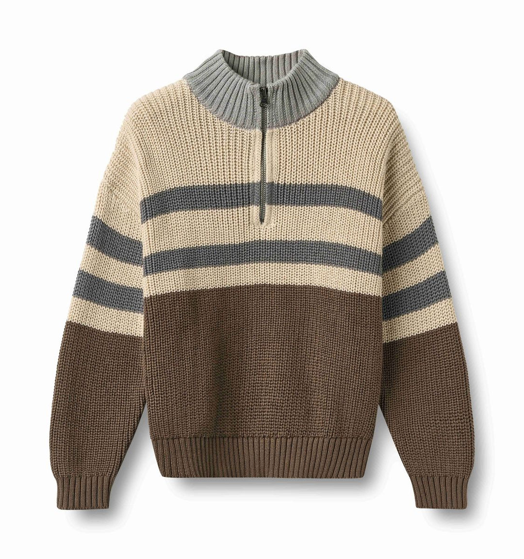 Wheat Simo Half-Zip Sweater - Dry Wood