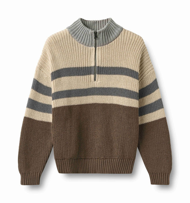 Wheat Simo Half-Zip Sweater - Dry Wood