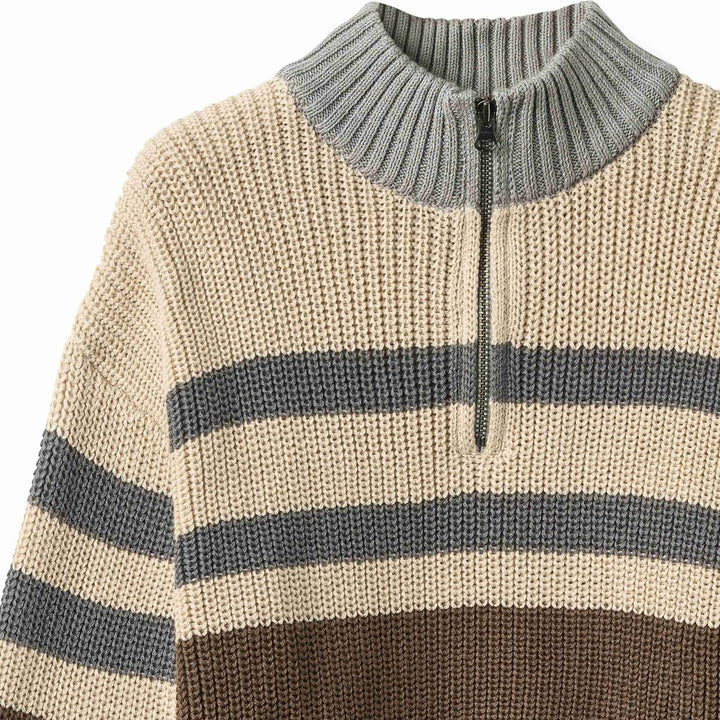 Wheat Simo Half-Zip Sweater - Dry Wood