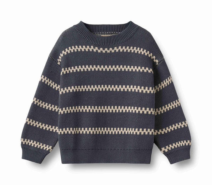 Wheat Jacquard Pullover Harlow - Grey Blue