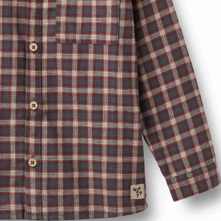 Wheat Willum Long Sleeve Shirt - Blue Holiday Check
