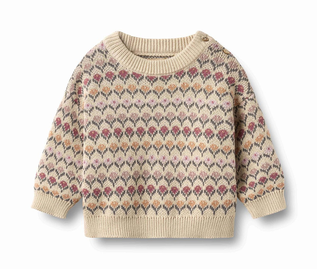 Wheat Harlow Jaquard Knit Pullover Sweater - Offwhite