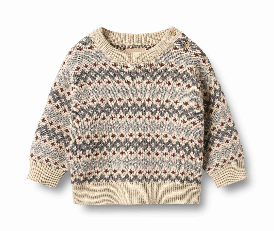 Wheat Harlow Jaquard Knit Pullover Sweater - Flint