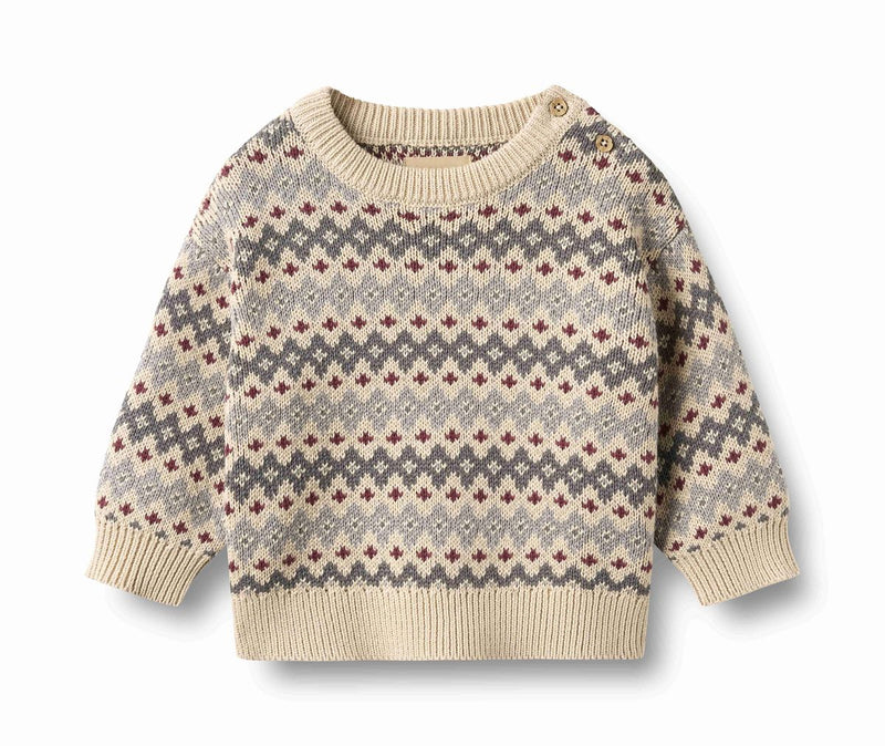 Wheat Harlow Jaquard Knit Pullover Sweater - Flint