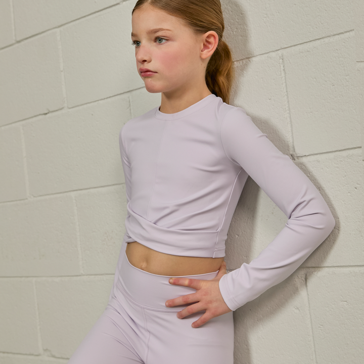Parfum De Fit Crossflow Crop Long Sleeve Top - Soft Lilac
