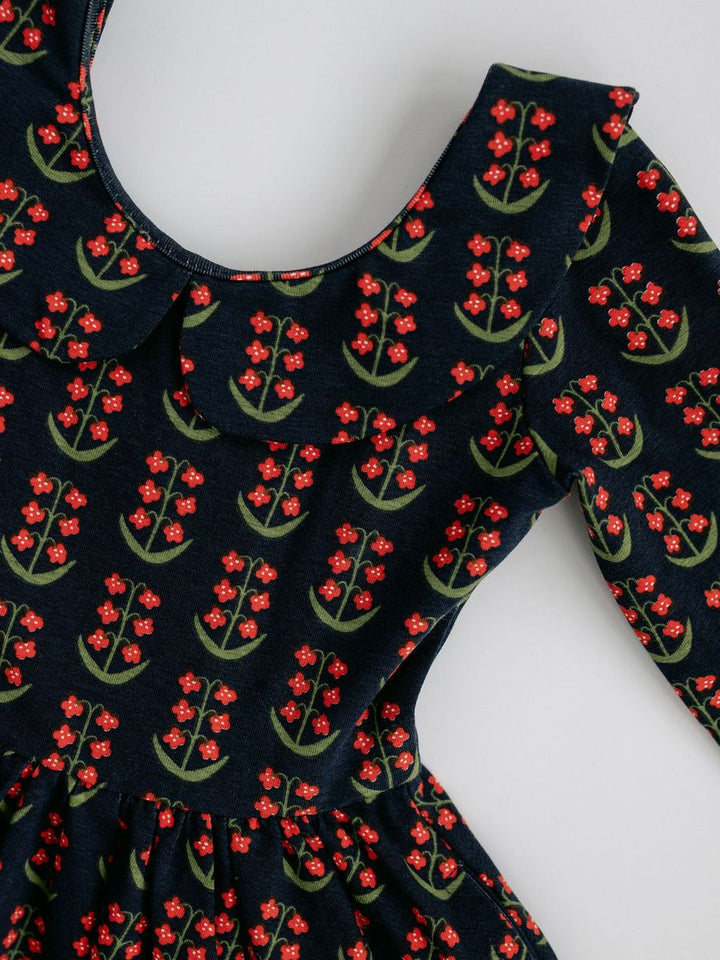 Good Apples Twirl Dress - Navy Floral Collared