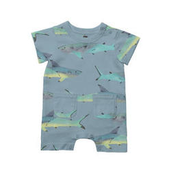 Tea Collection Double Pocket Baby Romper - Painted Shark
