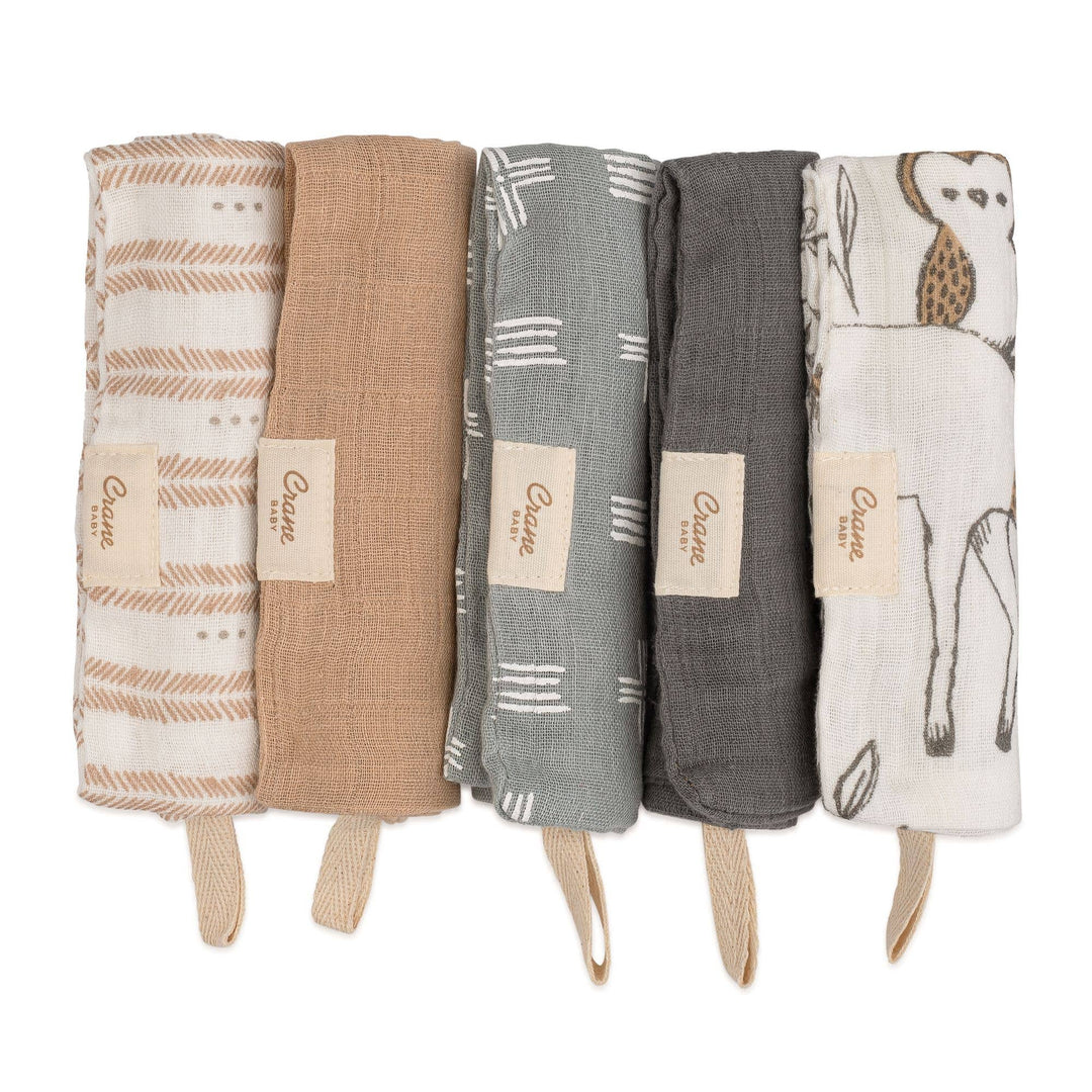 Crane Baby 5-pc. Wash Cloth Set - Ezra Woodland