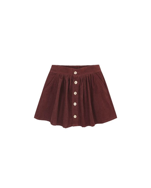 Rylee + Cru Button Front Mini Skirt - Burgundy
