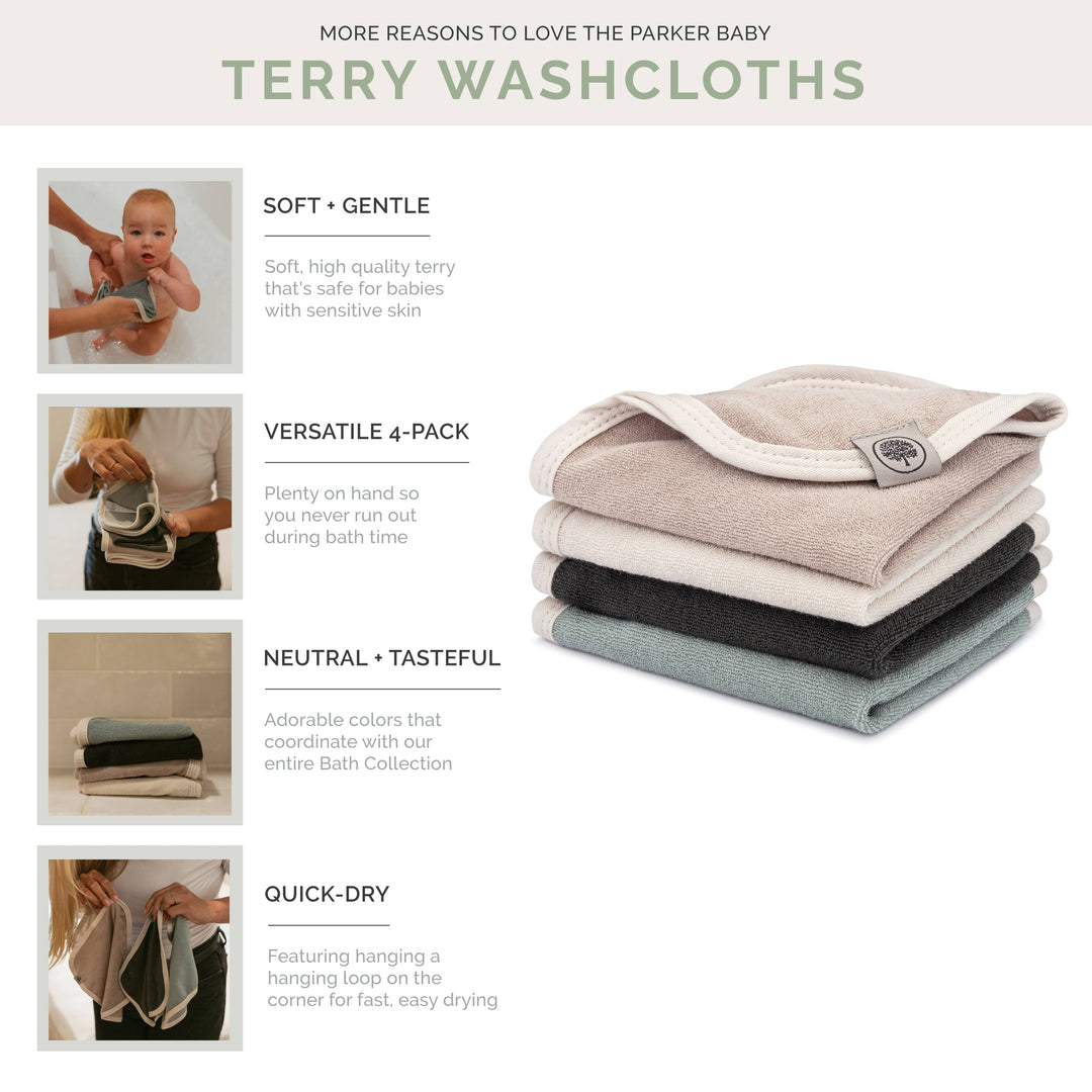 Parker Baby Co. Terry Baby Washcloths 4 Pack
