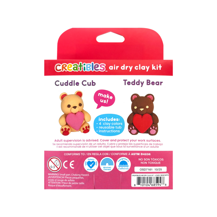 Ooly Creatibles Air Dry Clay BFFs Kit - Lovely Bears (Set of 4 Colors)