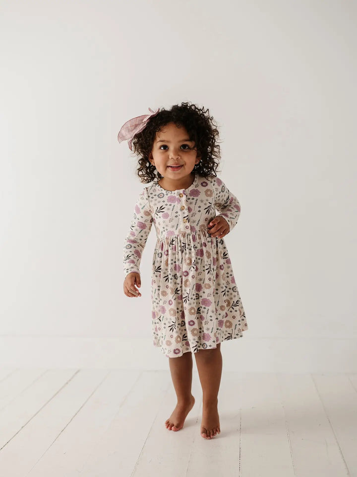 Babysprouts Long Sleeve Henley Dress - Winter Floral