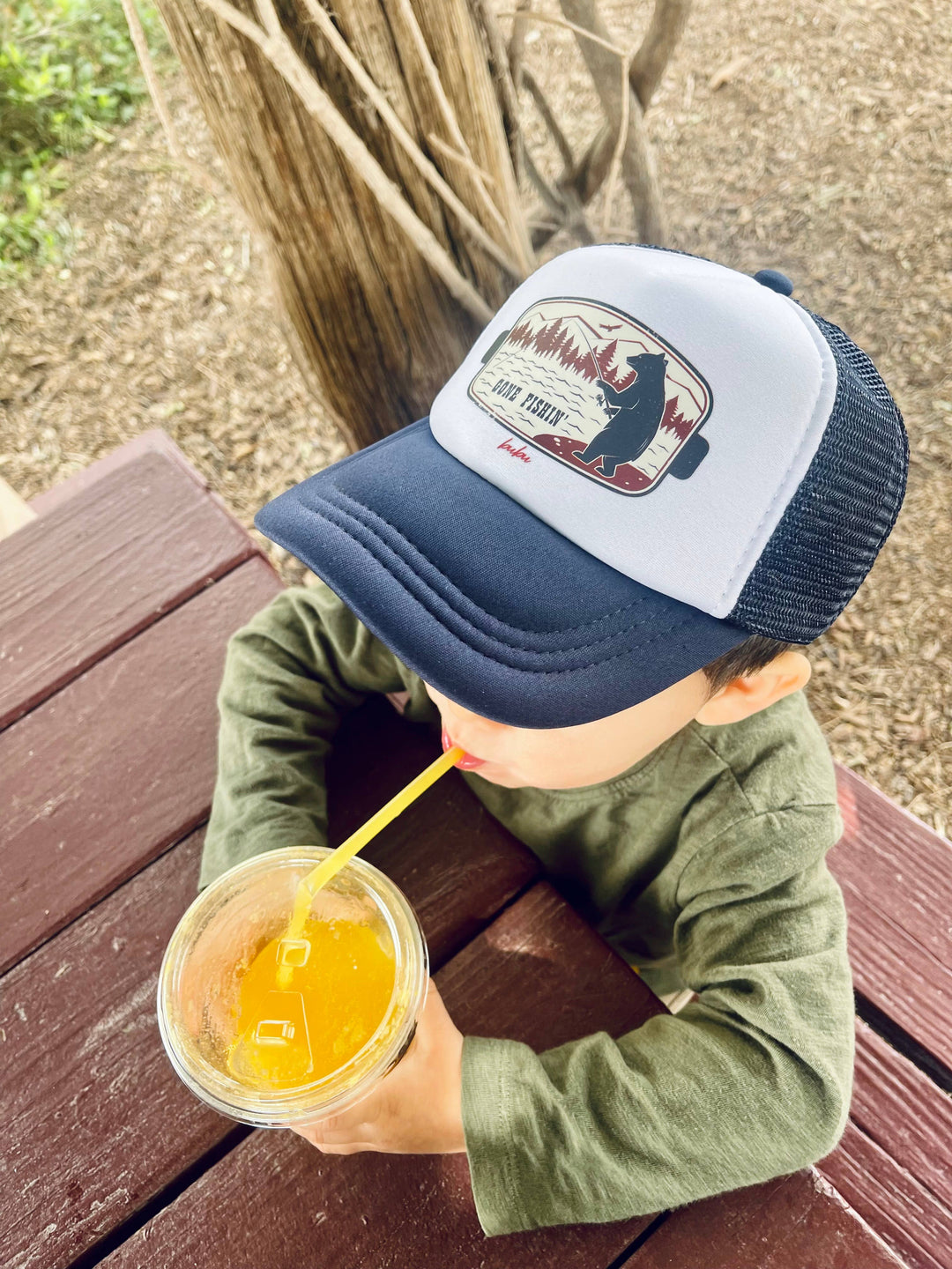 Bubu Gone Fishin Navy Trucker Hat