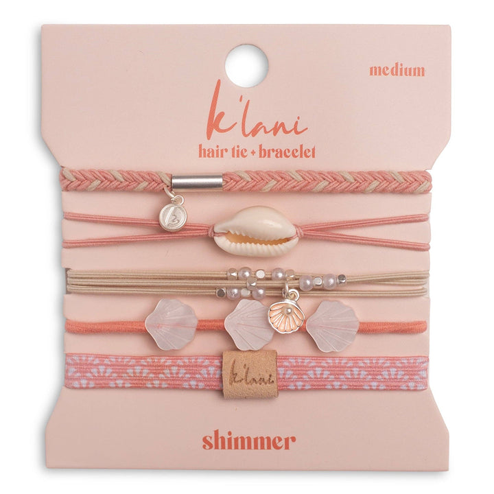 K'lani  "Shimmer" Coral with Shell Hair Tie Bracelets