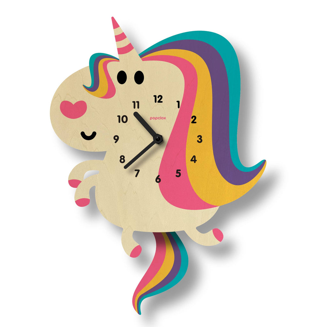 Popclox Unicorn Pendulum Clock - Wood
