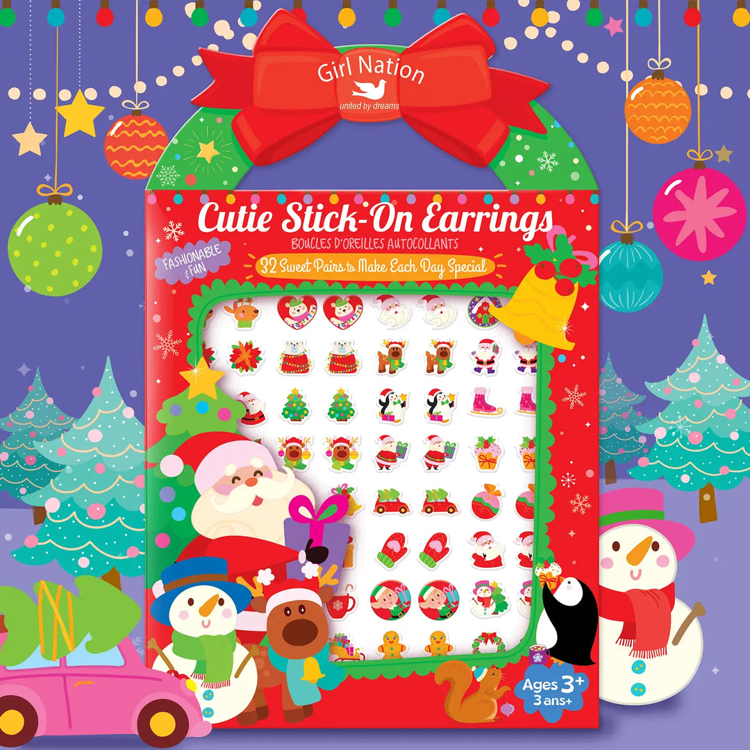 Girl Nation Cutie Stick-On Earrings Holly Jolly